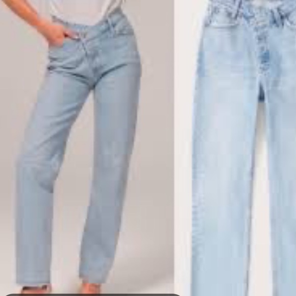 Abercrombie & Fitch The Dad High Rise curve love criss-cross waist jeans 8/29 - Picture 2 of 16